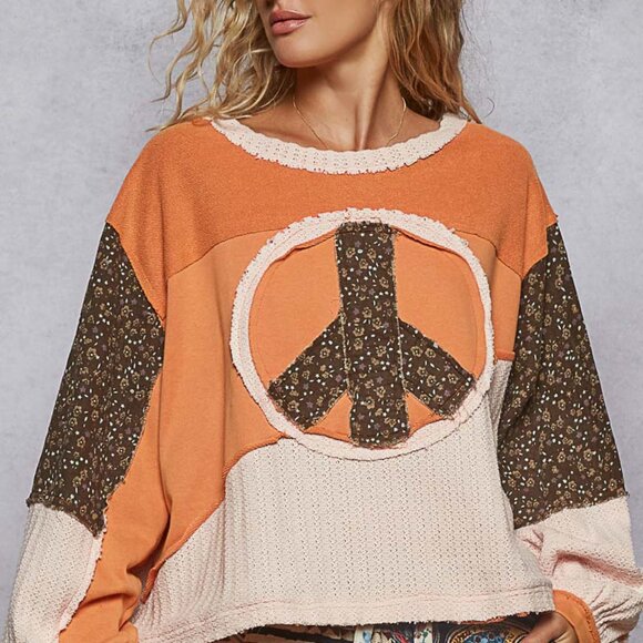 #115 POL Round-Neck, Long-Sleeve, Oversized Top - Picture 9 of 9